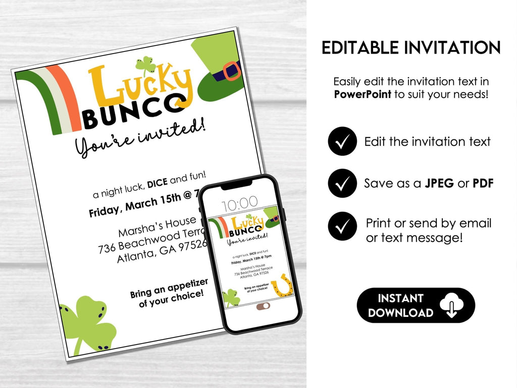 Leprechaun Lucky Bunco Score Card Printables - Tally Sheets and Invitations - Before The Party