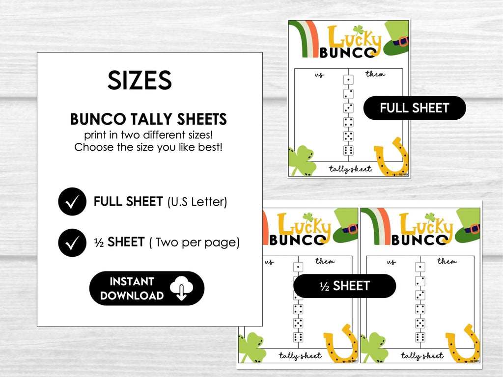 Leprechaun Lucky Bunco Score Card Printables - Tally Sheets and Invitations - Before The Party