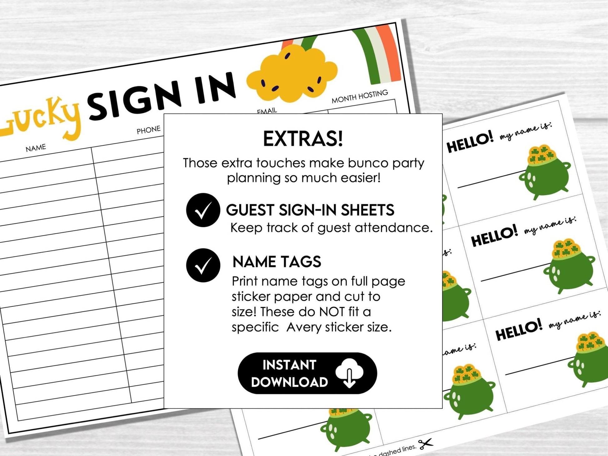 Leprechaun Lucky Bunco Score Card Printables - Tally Sheets and Invitations - Before The Party