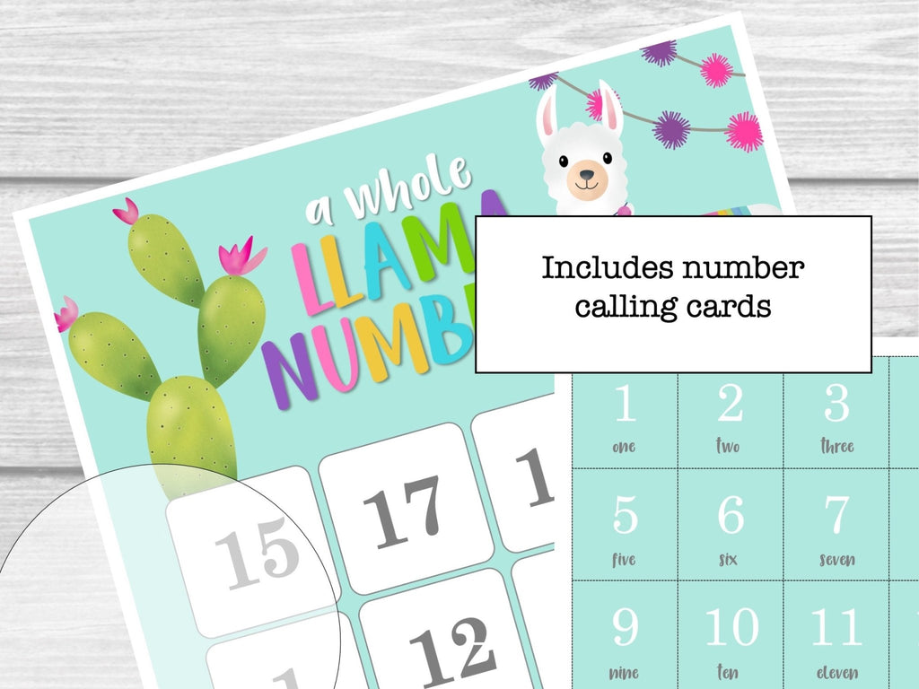 Llama Party Bingo Game, Cute Bingo Cards, Bingo Printable for Kids, Number Practice Bingo Game, Fun Party Game, Llama theme Bingo - Before The Party