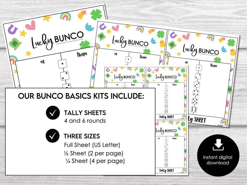 Lucky Bunco - St. Patrick's Day Charms | 4 and 6 game rounds | Tally Sheets - Before The Party