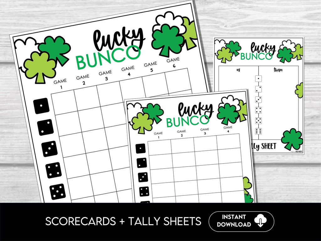March Bunco Score Sheets, Bunco Printable, St. Patricks Bunko Party 4 games | 6 games - Before The Party