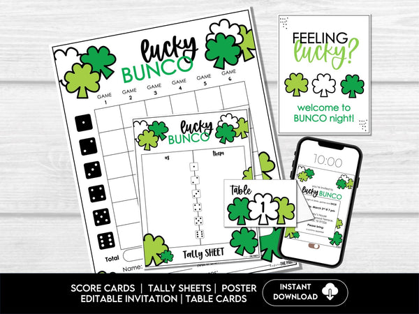 March Bunco Score Sheets - St. Patrick's Bunco, Lucky Bunco Printables - Before The Party