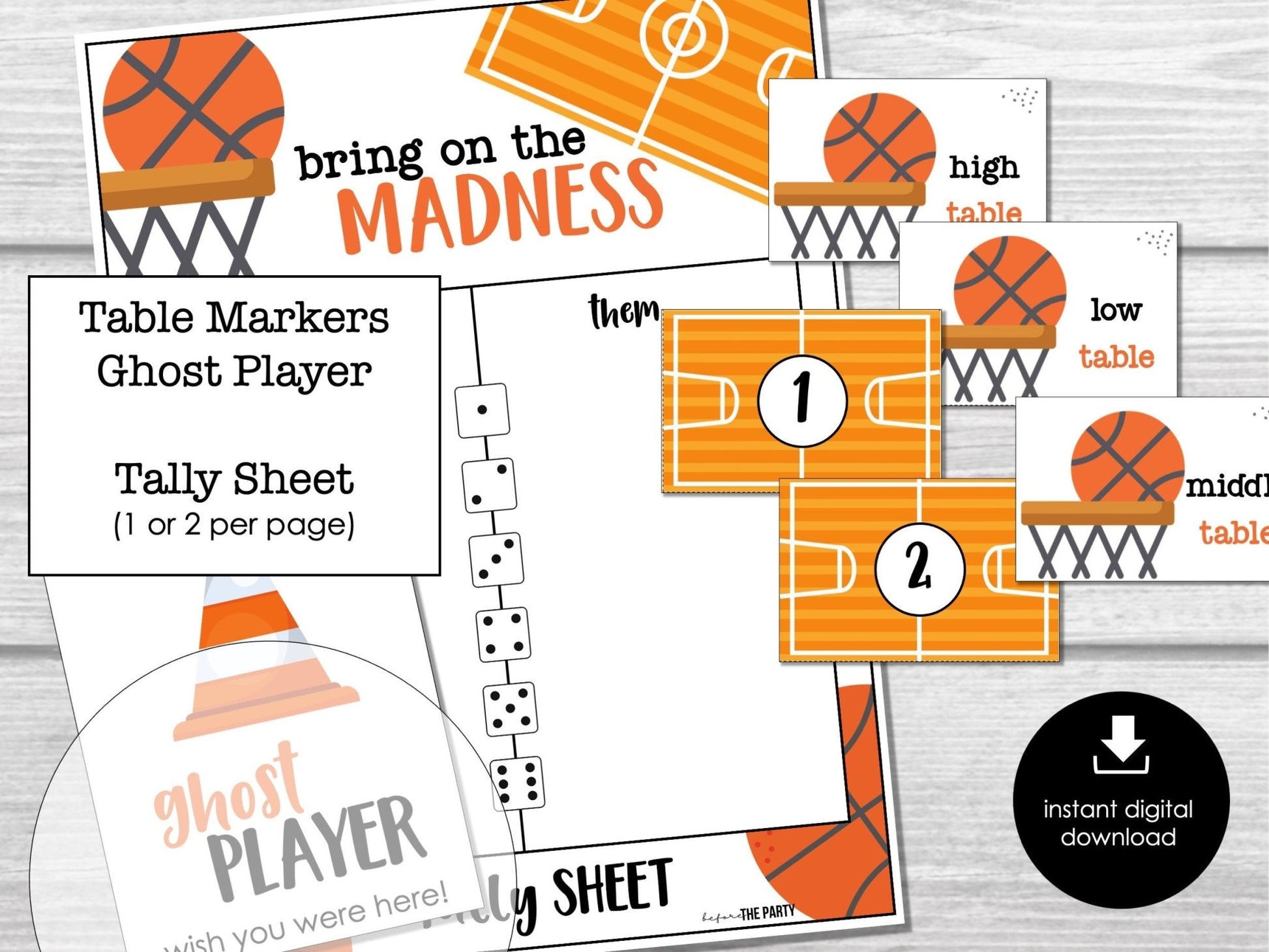March Madness Bunco Score Sheets, Basketball Bunco, Sports Bunco Night Printable, Bunco Table Signs, Bunco Game Printable, Bunco Invitation - Before The Party