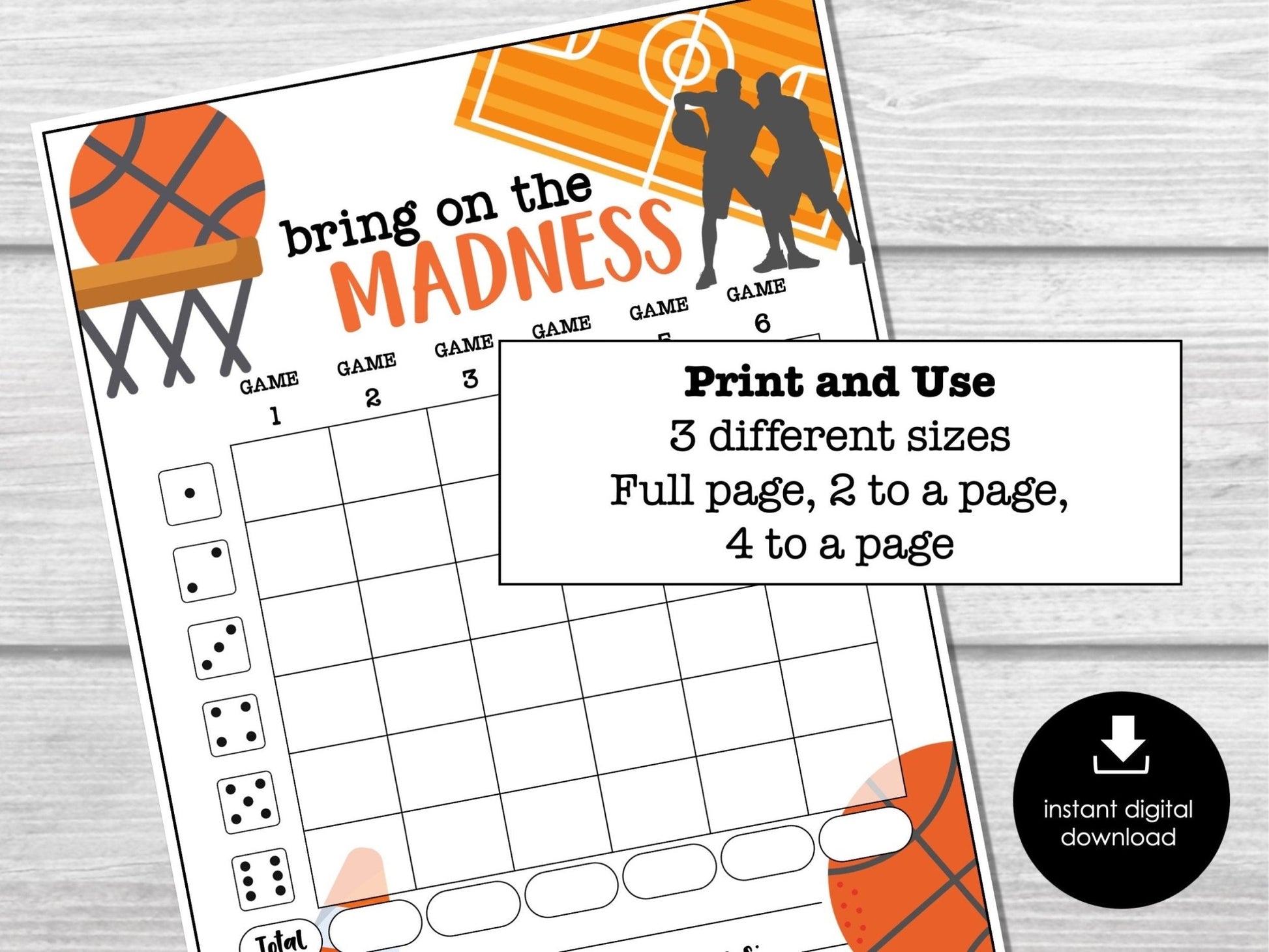 March Madness Bunco Score Sheets, Basketball Bunco, Sports Bunco Night Printable, Bunco Table Signs, Bunco Game Printable, Bunco Invitation - Before The Party