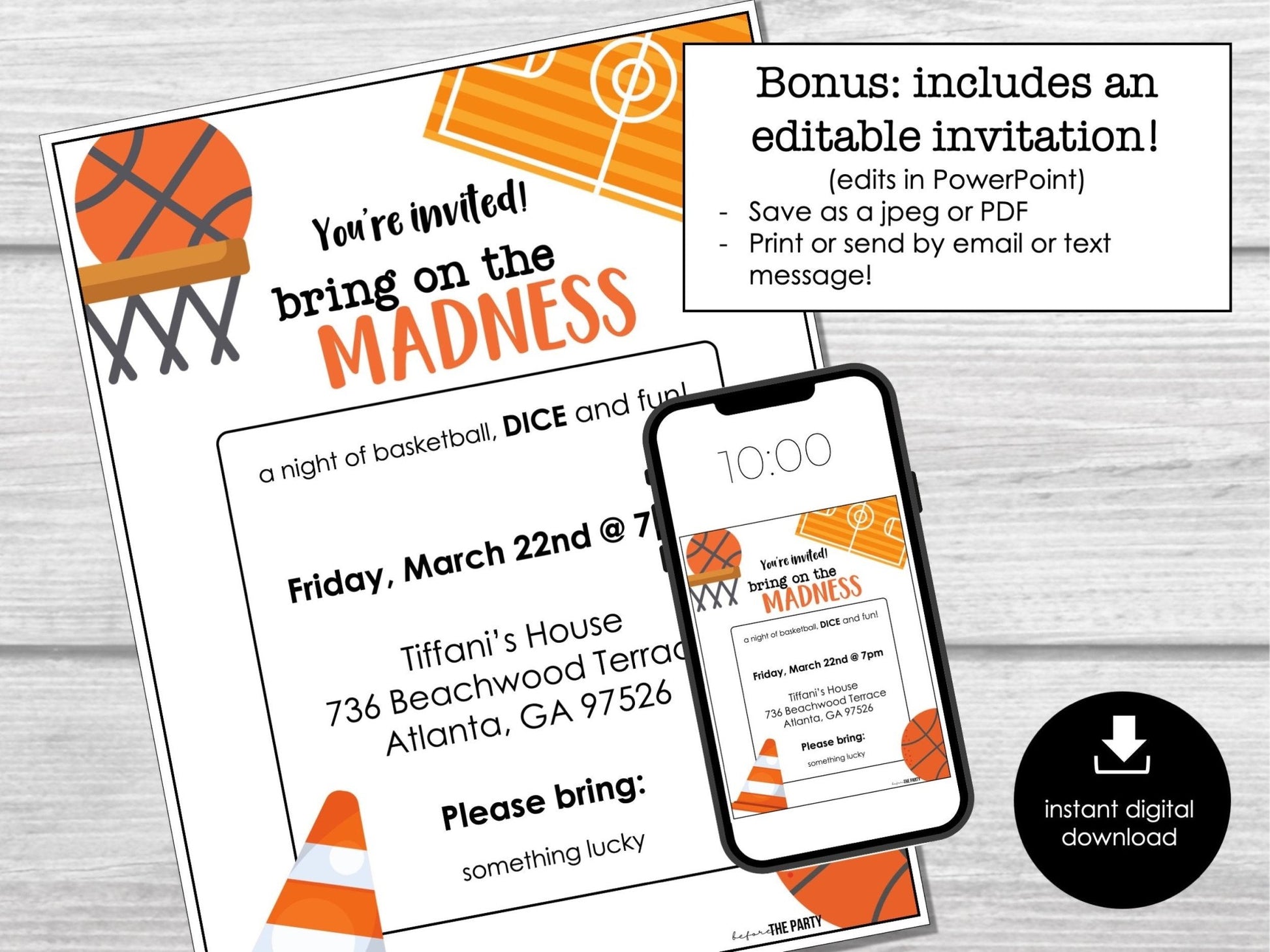 March Madness Bunco Score Sheets, Basketball Bunco, Sports Bunco Night Printable, Bunco Table Signs, Bunco Game Printable, Bunco Invitation - Before The Party
