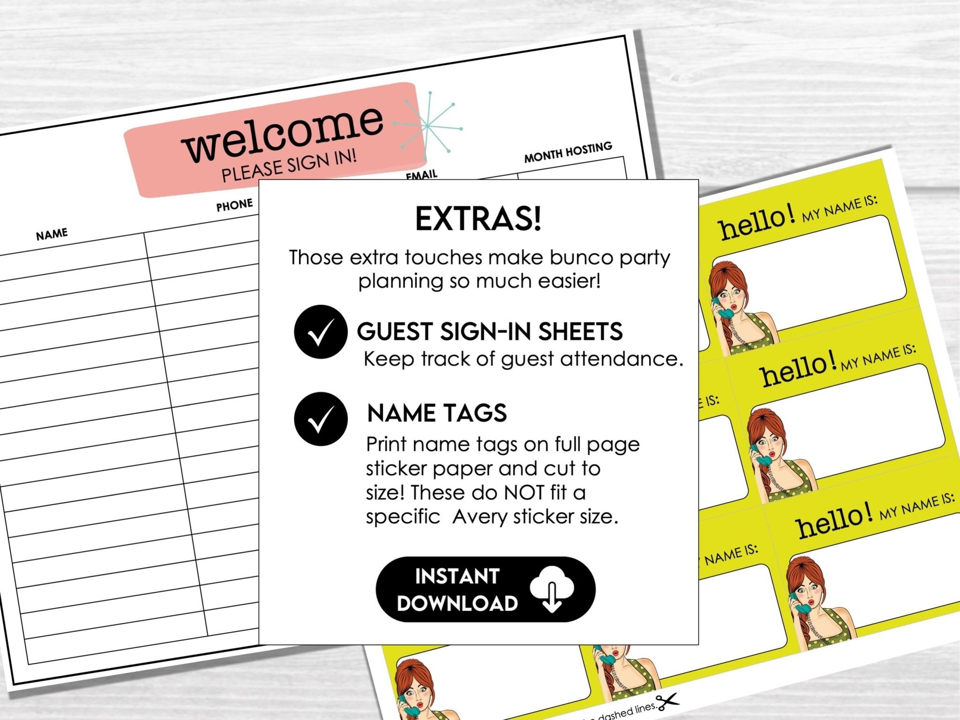 My Drinking Night Might Have a Bunco Problem! Funny Retro Bunco Score Card Instant Download