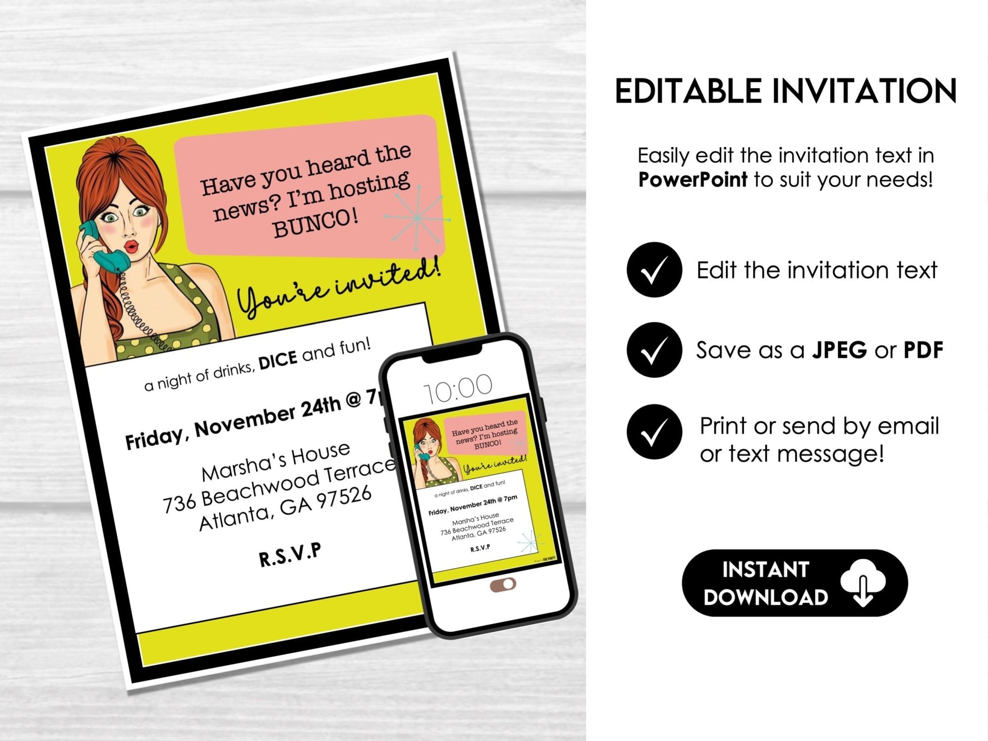 My Drinking Night Might Have a Bunco Problem! Funny Retro Bunco Score Card Instant Download