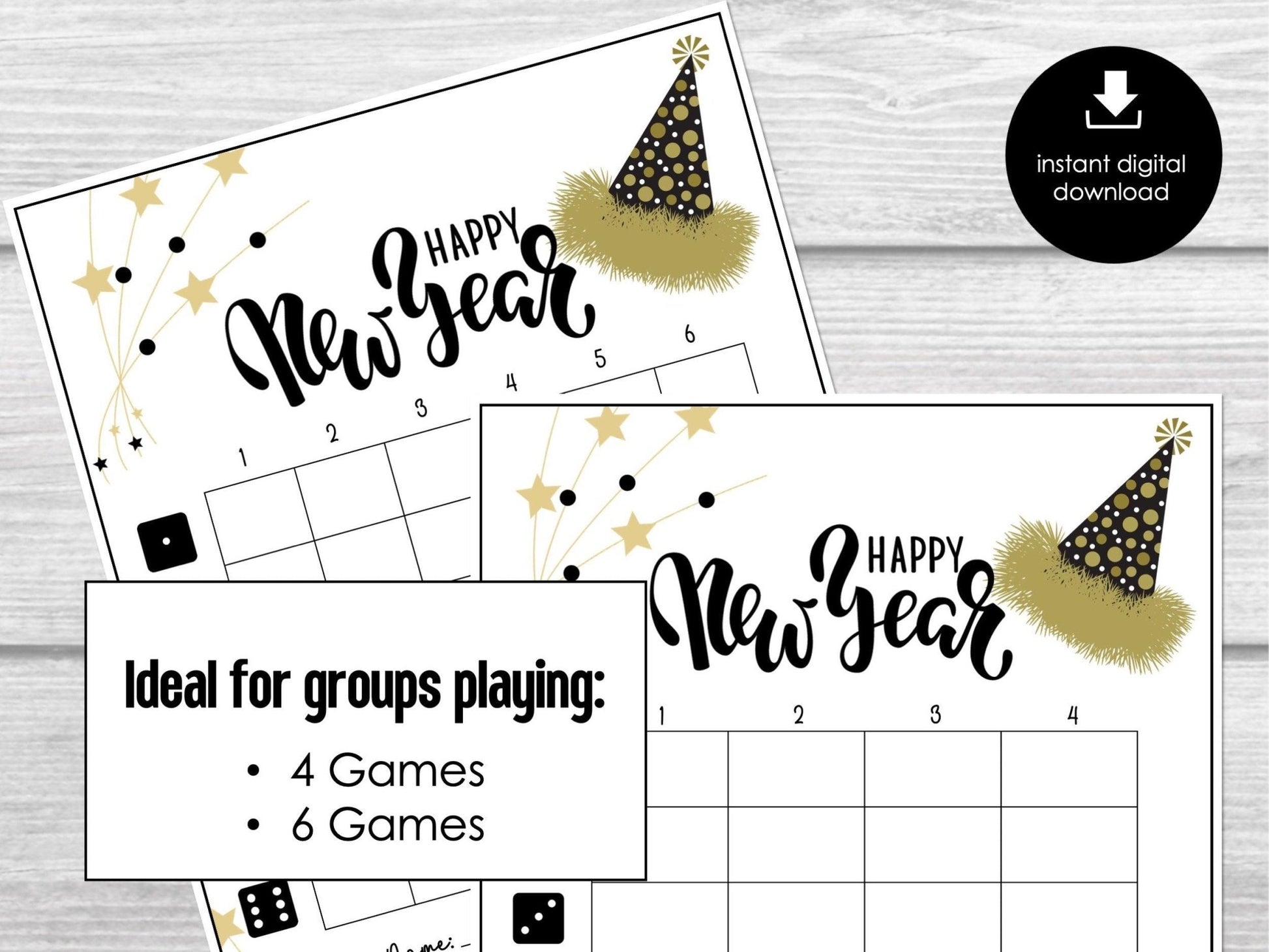 New Year Bunco Score Sheets, January Bunco Game, 2024 Bunco Scorecards | 4 games | 6 games, Tally Sheets | Holiday Bunco | New Years Eve - Before The Party