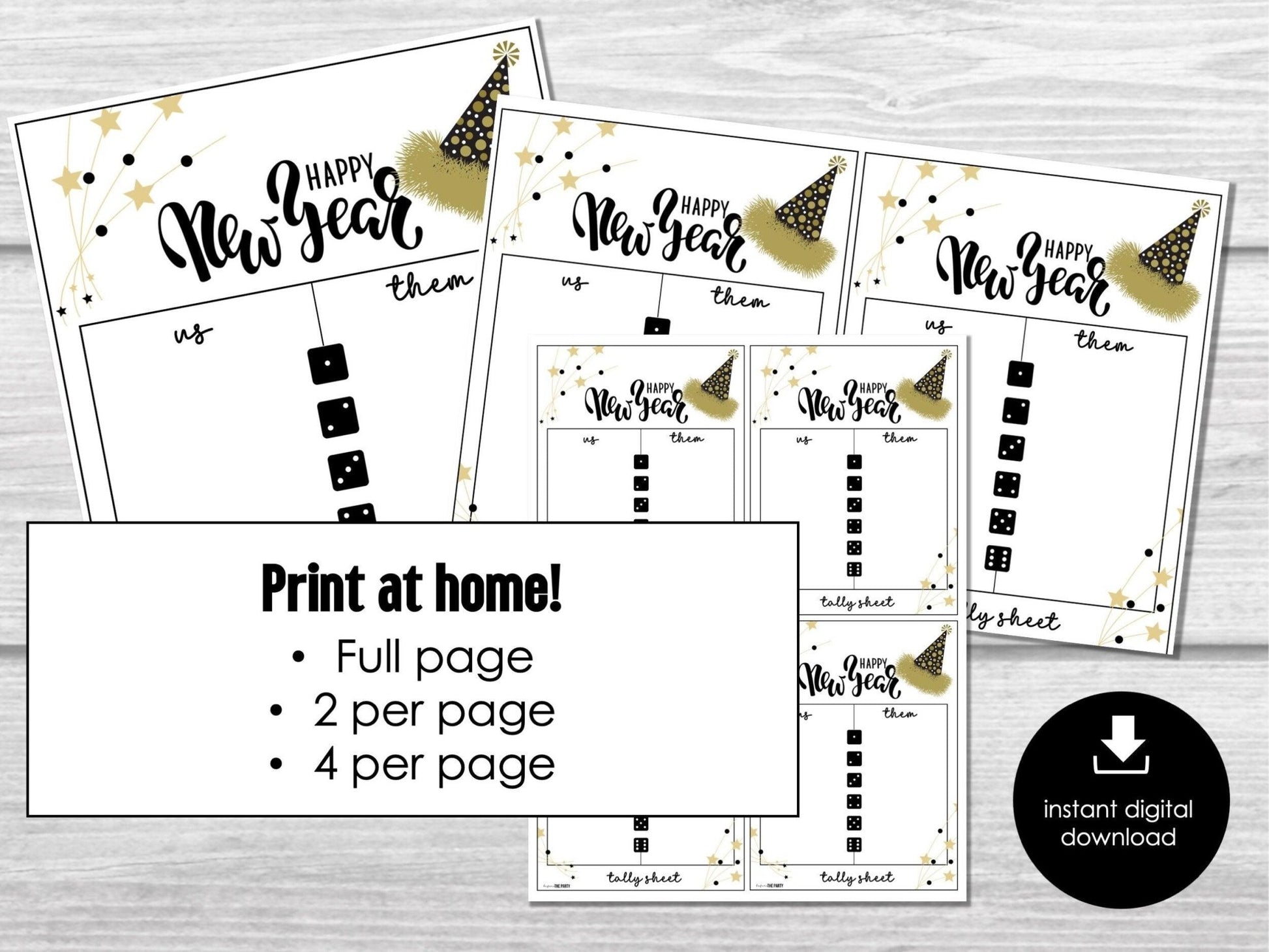 New Year Bunco Score Sheets, January Bunco Game, 2024 Bunco Scorecards | 4 games | 6 games, Tally Sheets | Holiday Bunco | New Years Eve - Before The Party