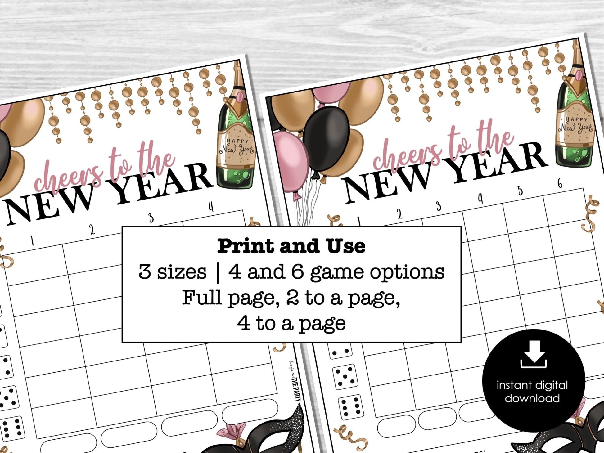 New Year's Eve Bunco Printable Score Sheets, New Year Party Bunco, Bunco Party Game - Before The Party