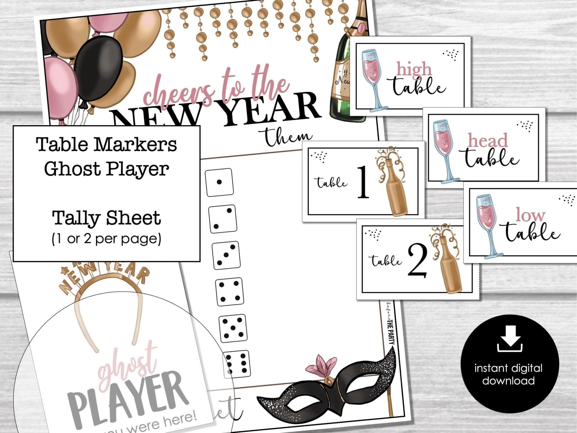 New Year's Eve Bunco Printable Score Sheets, New Year Party Bunco, Bunco Party Game, Bunco Game Party Printable, Fun Bunco Night, BUNKO Game - Before The Party