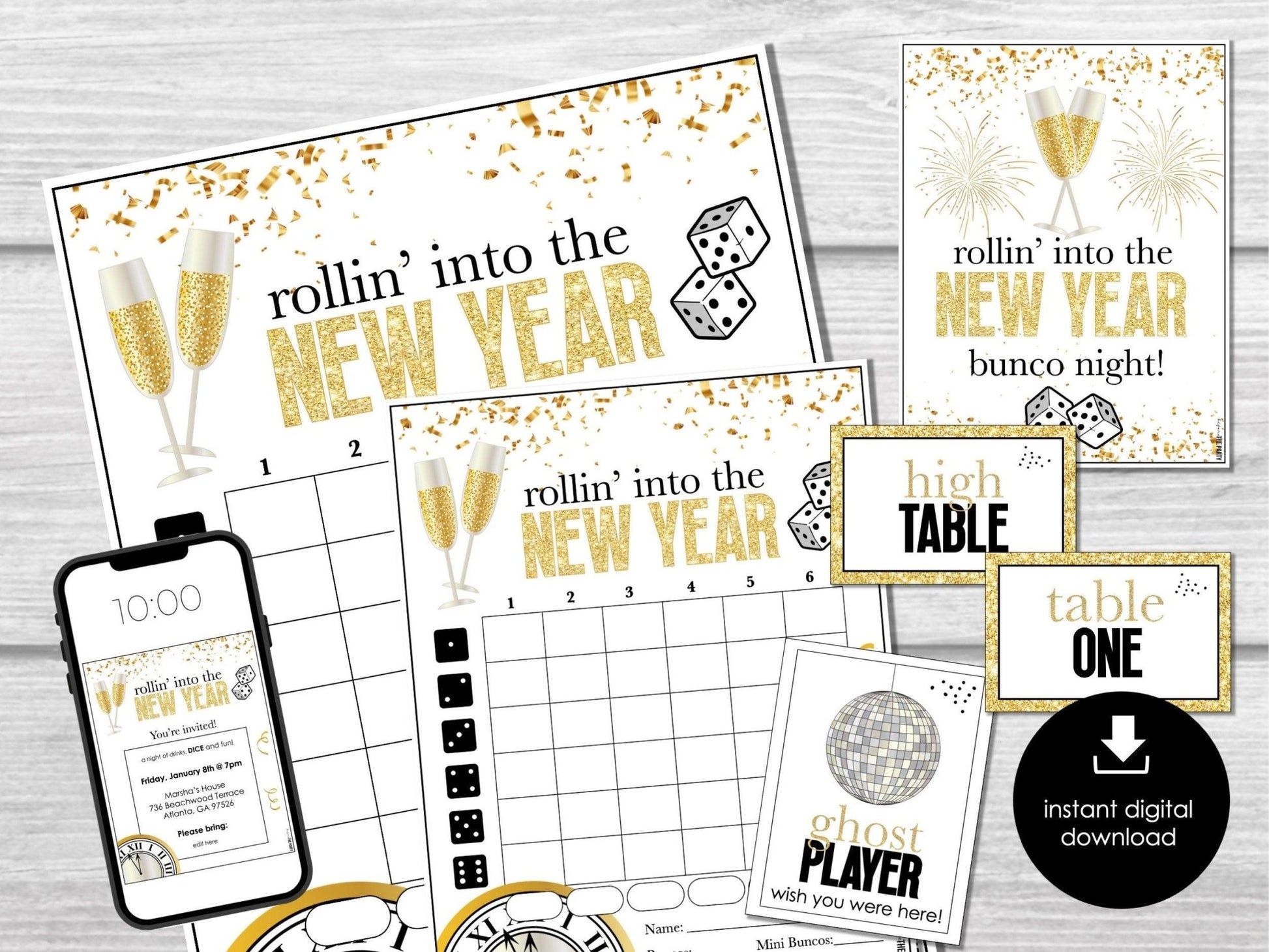 New Year's Eve Bunco Score Sheets, Bunco Score Sheets for Happy New Year Party, Bunco Party Game, January Bunco Game Party Printable, BUNKO - Before The Party