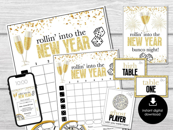 New Year's Eve Bunco Score Sheets, Bunco Score Sheets for Happy New Year Party, Bunco Party Game, January Bunco Game Party Printable, BUNKO - Before The Party