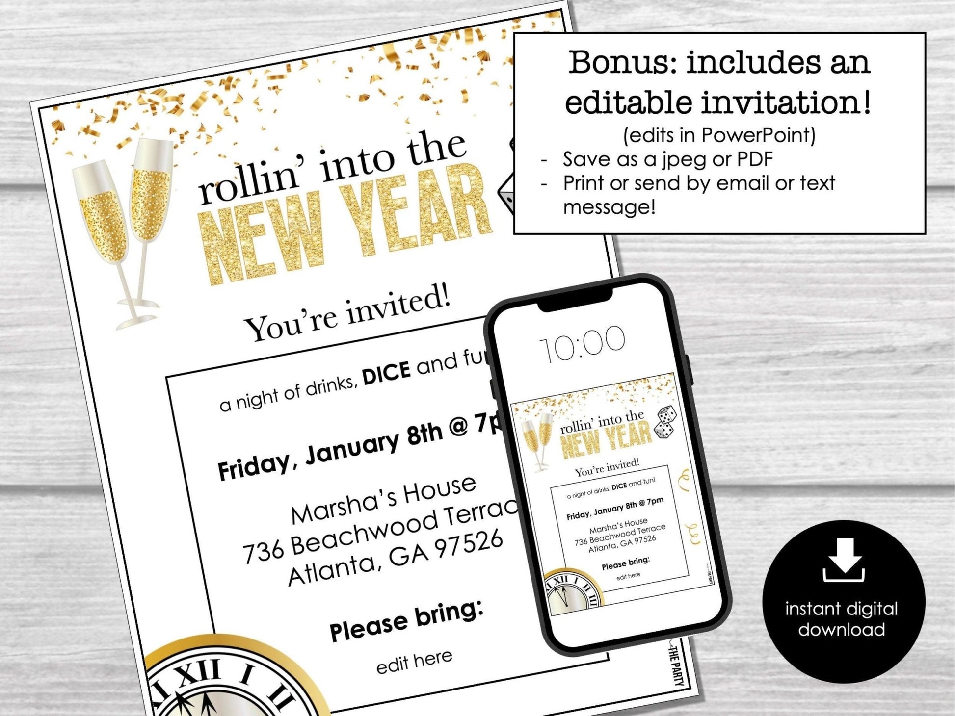 New Year's Eve Bunco Score Sheets, Bunco Score Sheets for Happy New Year Party, Bunco Party Game, January Bunco Game Party Printable, BUNKO - Before The Party