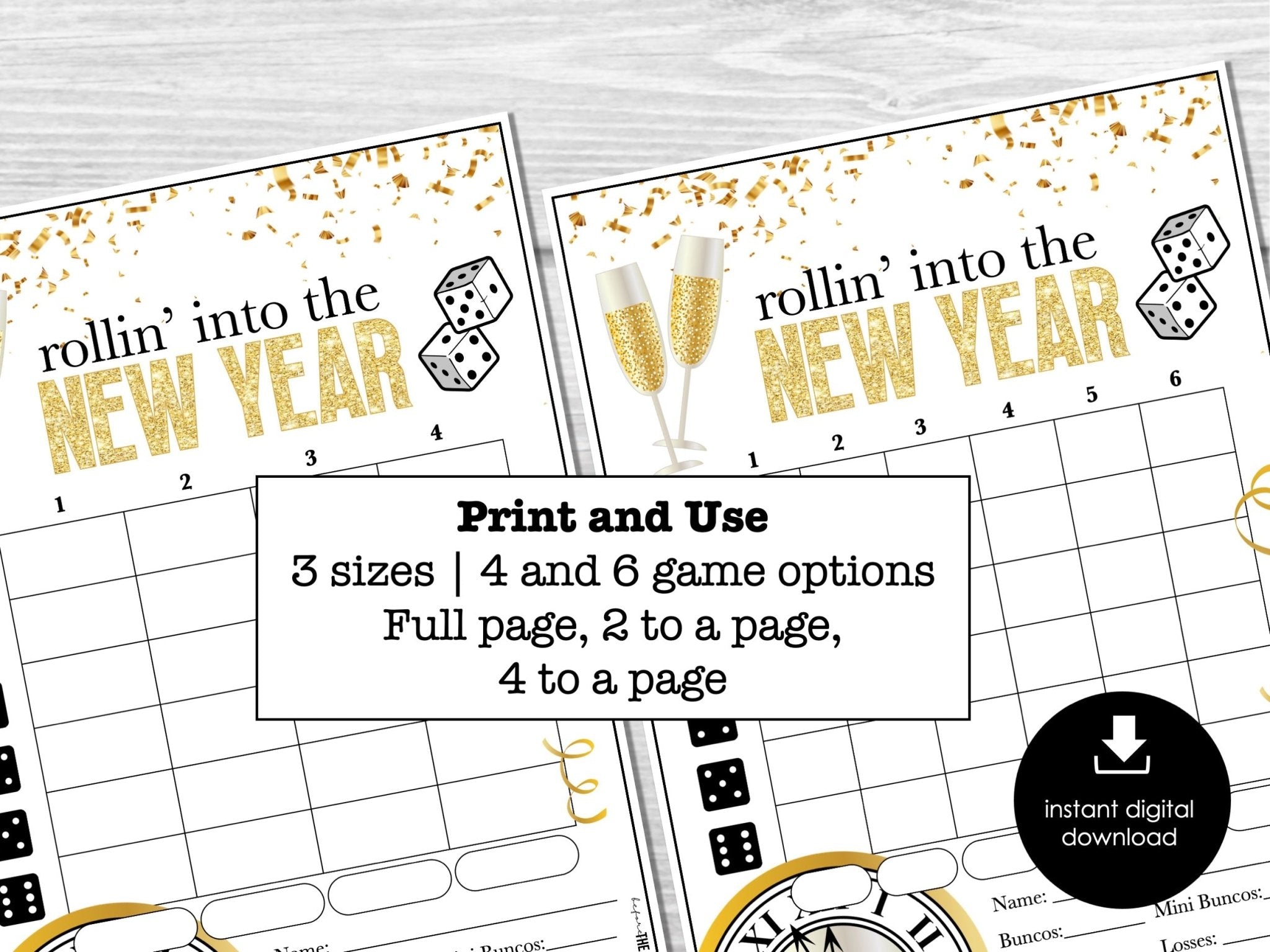 New Year's Eve Bunco Score Sheets, Bunco Score Sheets for Happy New Year Party BUNKO - Before The Party