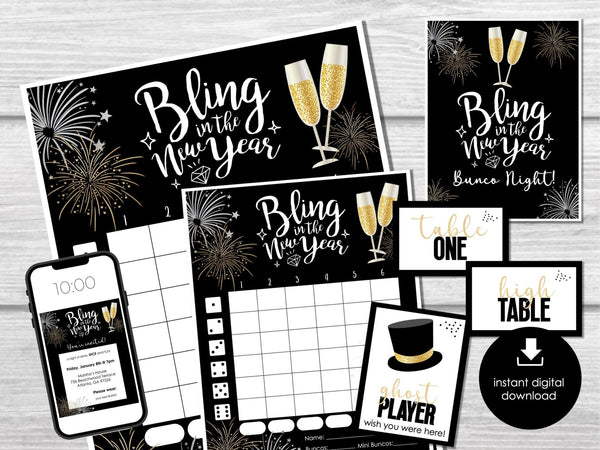 New Year's Eve Bunco Score Sheets, Bunco Score Sheets for New Year Party, Bunco Party Game, January Bunco Game Party Printable, Bunco Night - Before The Party