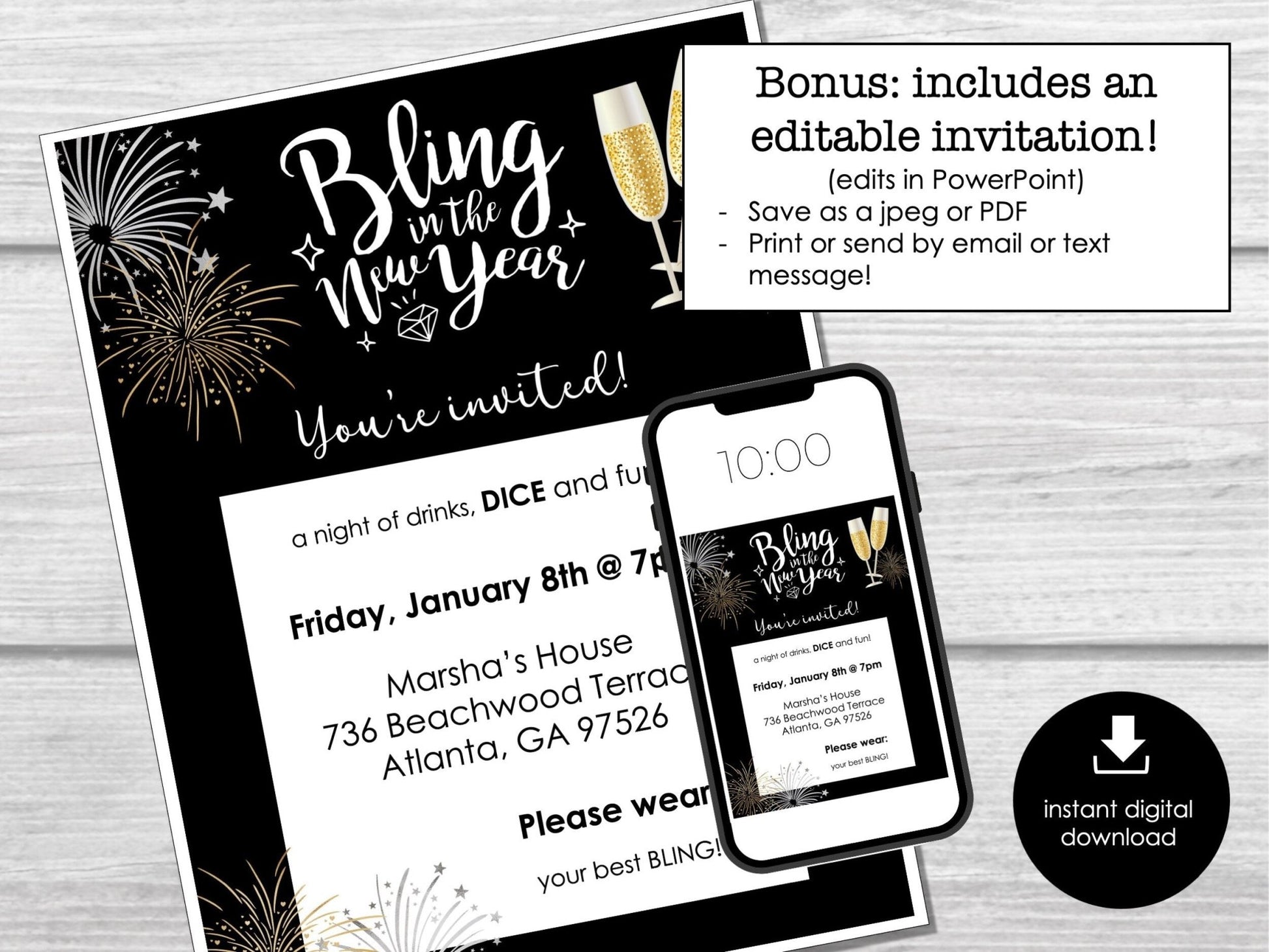 New Year's Eve Bunco Score Sheets, Bunco Score Sheets for New Year Party, Bunco Party
