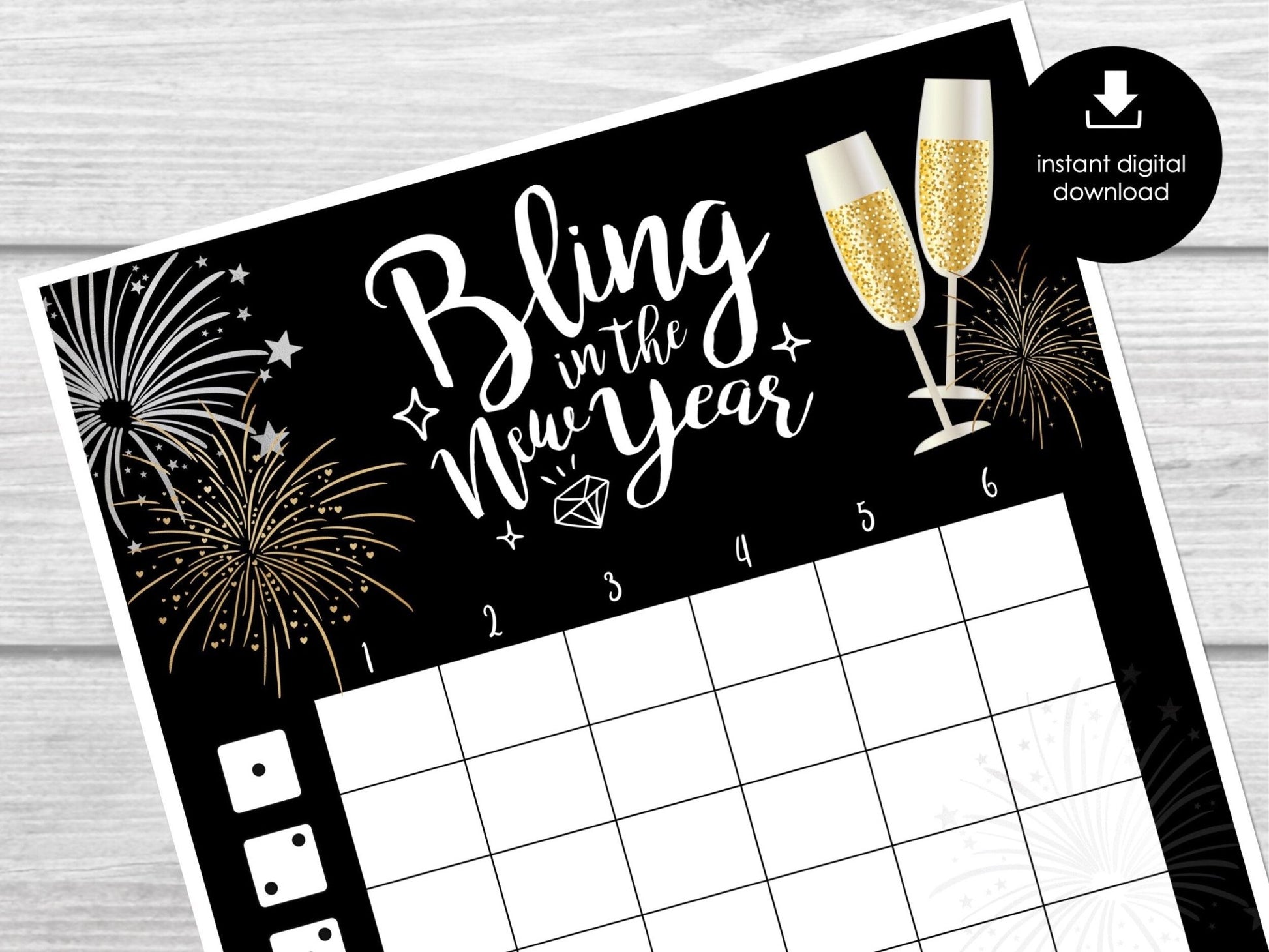 New Year's Eve Bunco Score Sheets, Bunco Score Sheets for New Year Party, Bunco Party