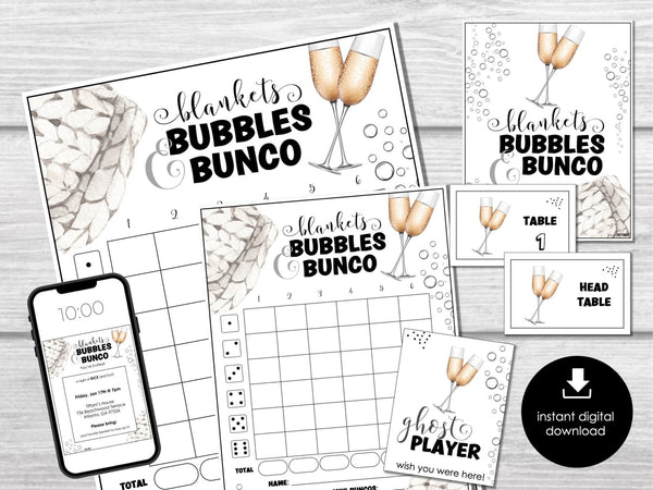 New Year's Eve Bunco Score Sheets, Bunco Score Sheets for New Year Party, Bunco Party Game, Winter Bunco Game Party Printable, Bunco Night - Before The Party