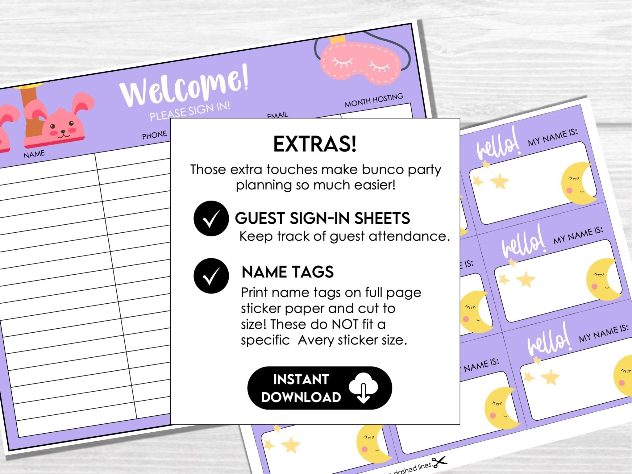 Pajama Party Bunco Score Cards, Bunco Score Sheets, Bunco Invitation ...