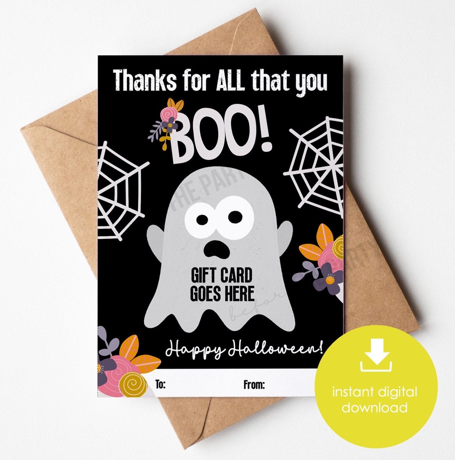 Printable Halloween Gift Card Holder, Teacher Appreciation Gift Card, Coffee Gift, Halloween Party Gift, Employee, Staff Gift