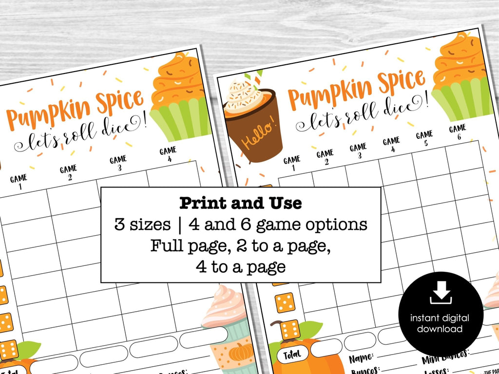Pumpkin Spice Bunco Score Cards, Autumn Bunco Score Sheets, FALL Bunco Invitation - Before The Party
