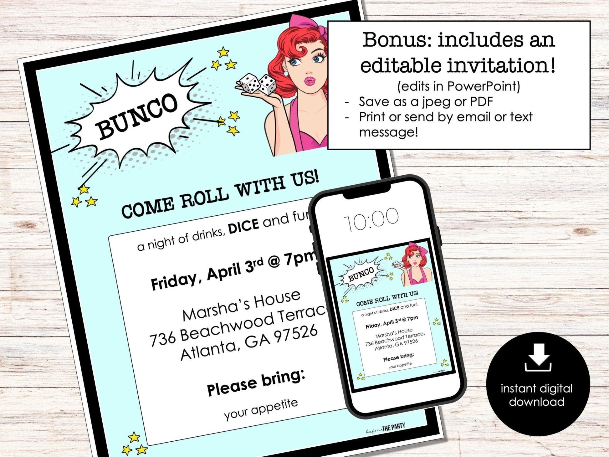 Retro Bunco Score Sheets - 50's Theme Vintage Bunco Invitations, Score Keeping Cards