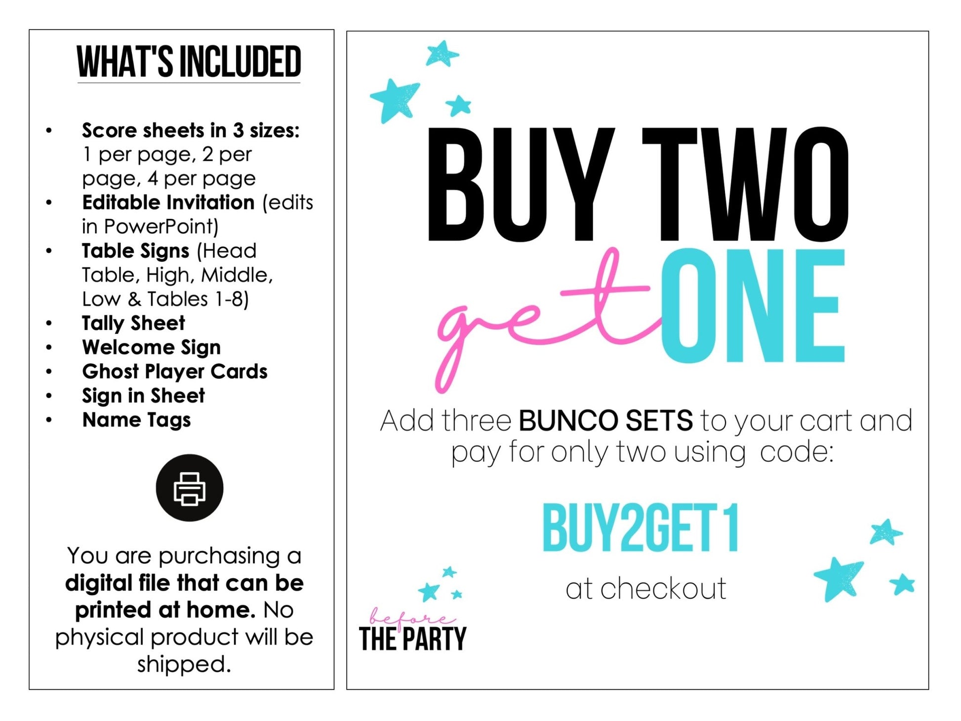 Retro Bunco Score Sheets - 50's Theme Vintage Bunco Invitations, Score Keeping Cards