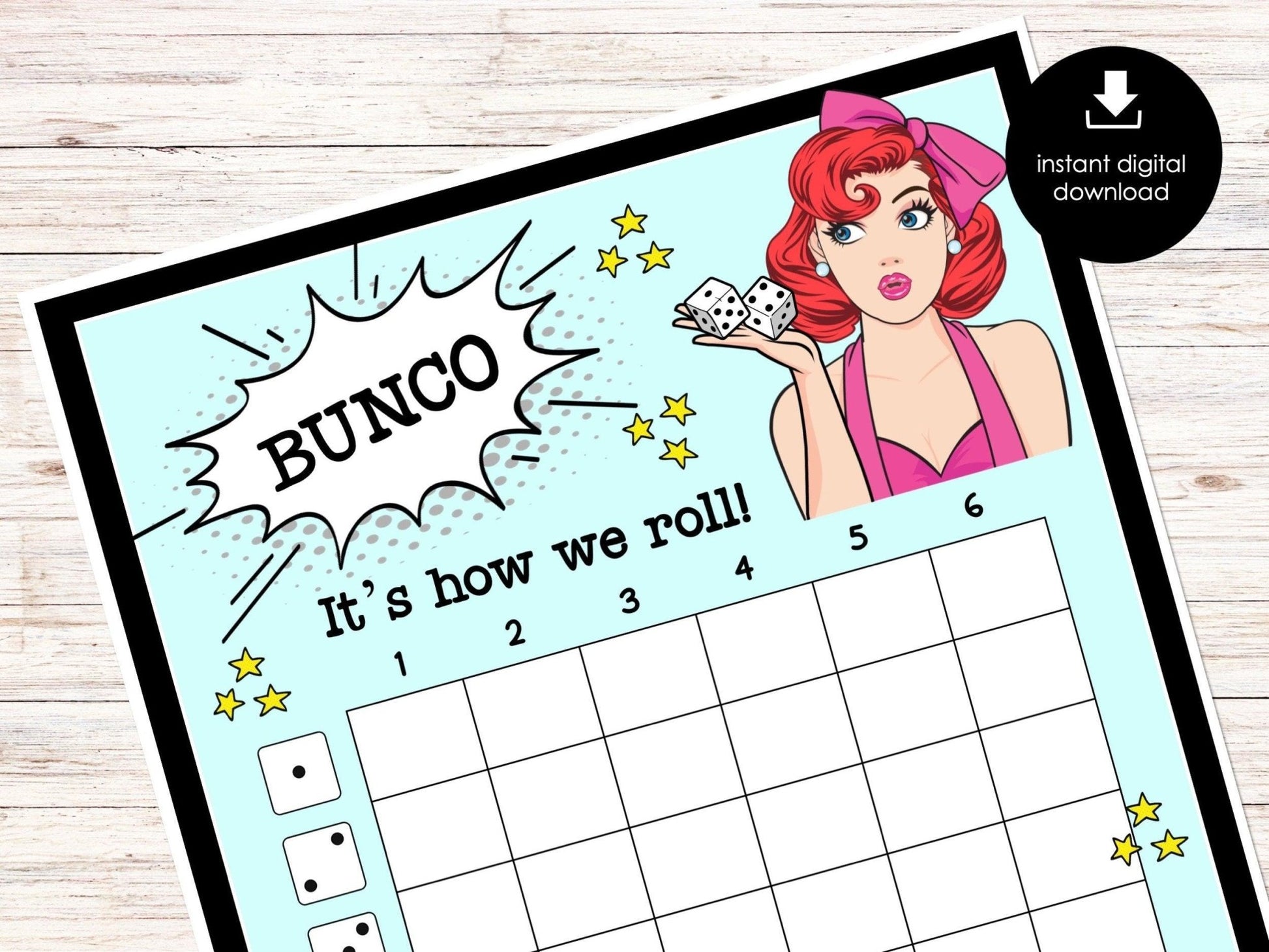 Retro Bunco Score Sheets - 50's Theme Vintage Bunco Invitations, Score Keeping Cards