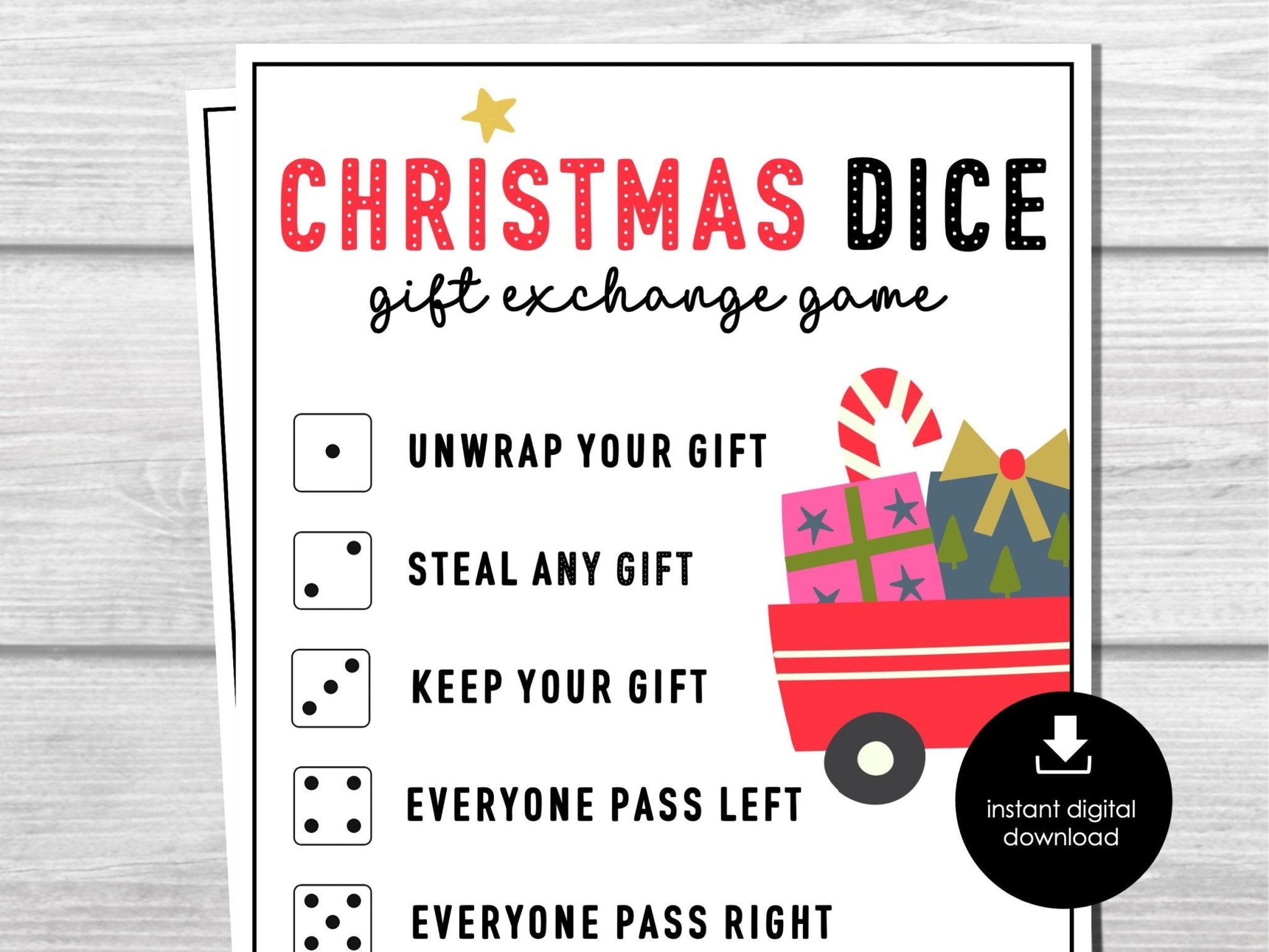 Roll The Dice Christmas Gift Exchange Game, Fun Gift Swap Dice Game, Holiday Party Game for Groups, Kids & Adults, School, Office Party