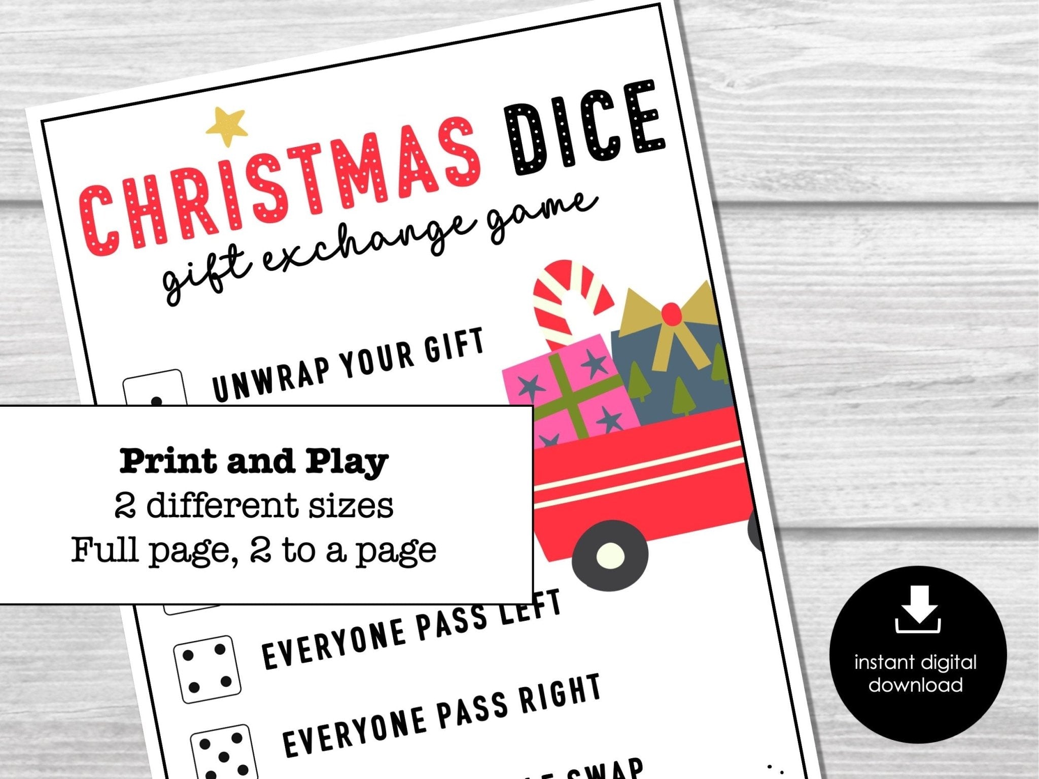Roll The Dice Christmas Gift Exchange Game, Fun Gift Swap Dice Game, Holiday Party Game for Groups, Kids & Adults, School, Office Party