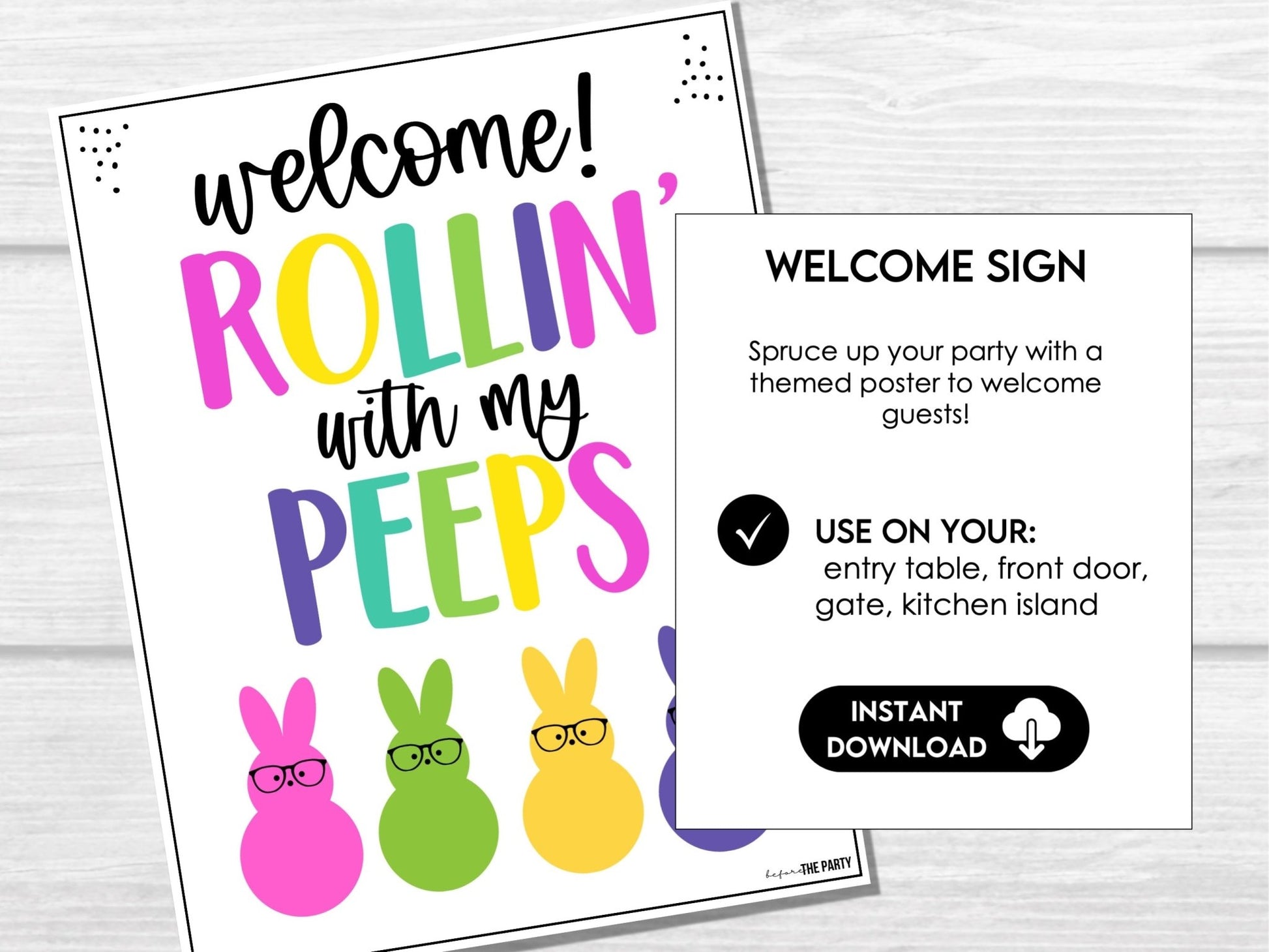 Rollin' with my PEEPS Bunco Party Set - includes tally sheets, table cards and invitations - Before The Party
