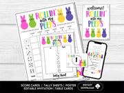Rollin' with my PEEPS Bunco Party Set - includes tally sheets, table cards and invitations - Before The Party