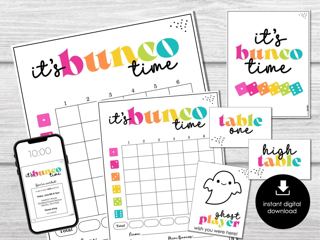 Simple Bunco Score Cards, Modern Bunco Invitation, NO Theme Bunco Night, Bunco Game Party Printable, Any Occassion Bunco Game Cards, BUNKO - Before The Party