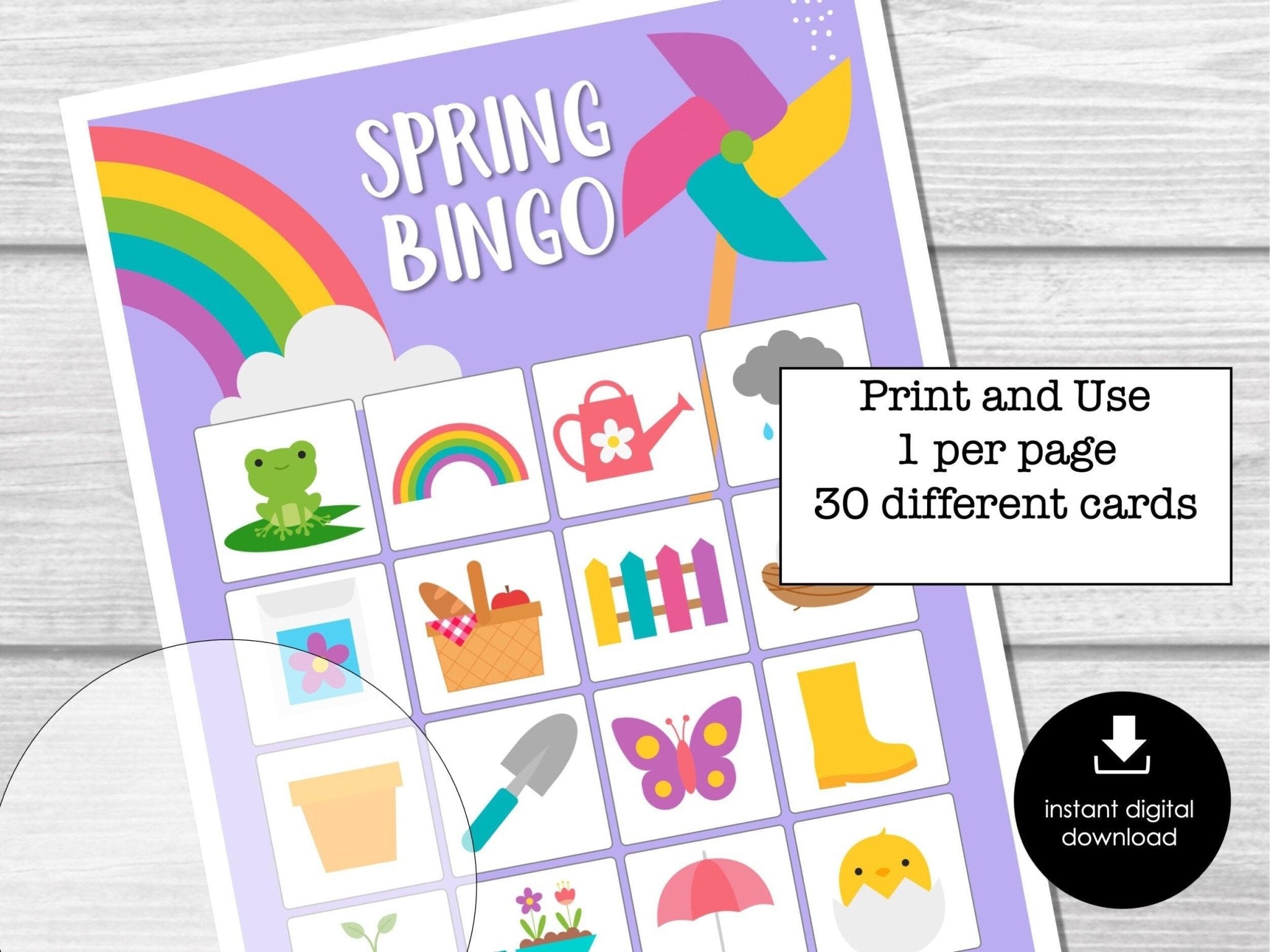 Spring Bingo Party Game for Kids, Classroom Bingo Game, Springtime Bingo Game, Spring Printable Bingo Cards