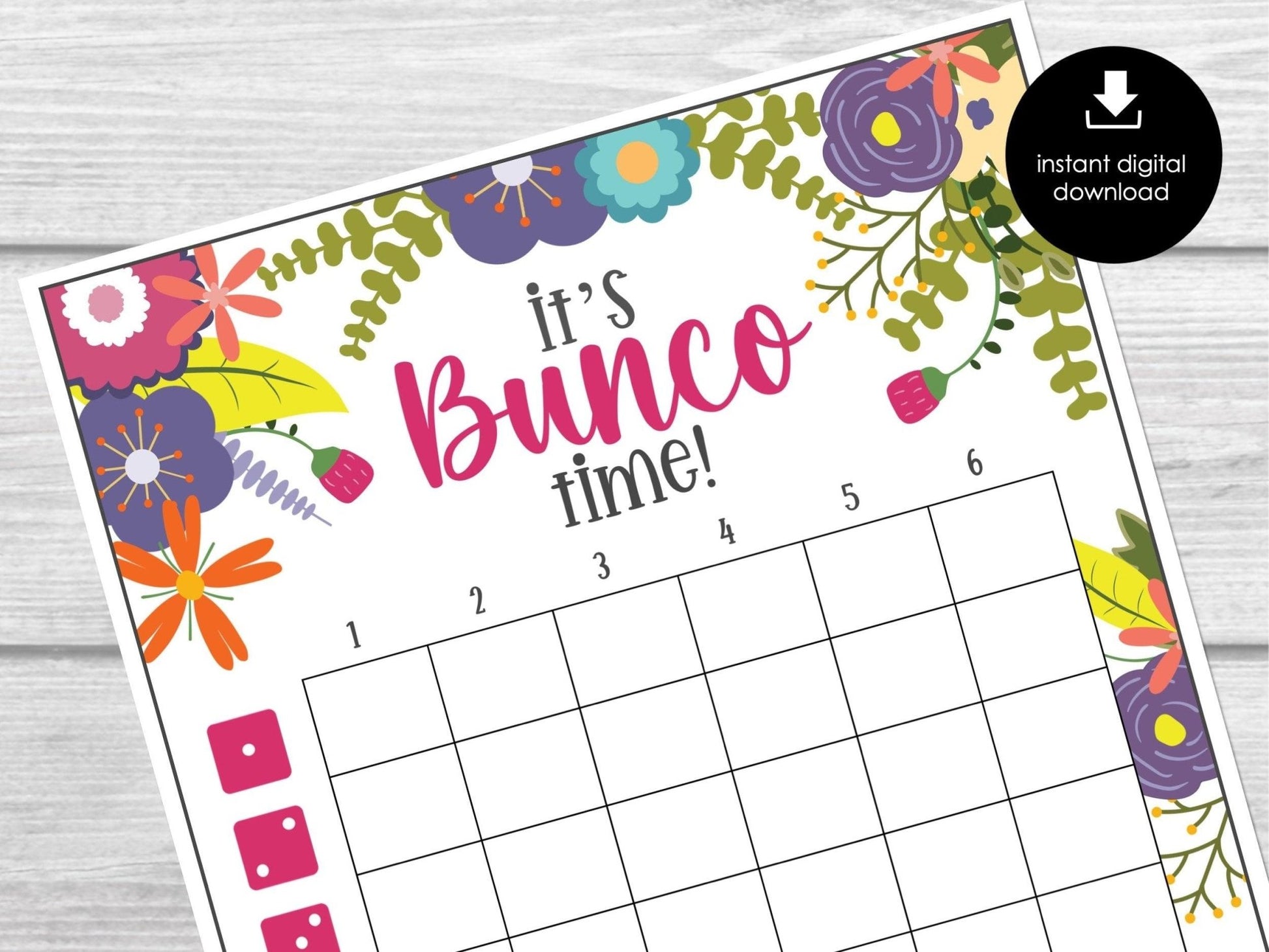 Spring Bunco Score Cards, May Bunco Score Sheets, Flowers Bunco Invitation, Floral Bunco Party Kit, Spring Floral Bunco Night, Bunko - Before The Party