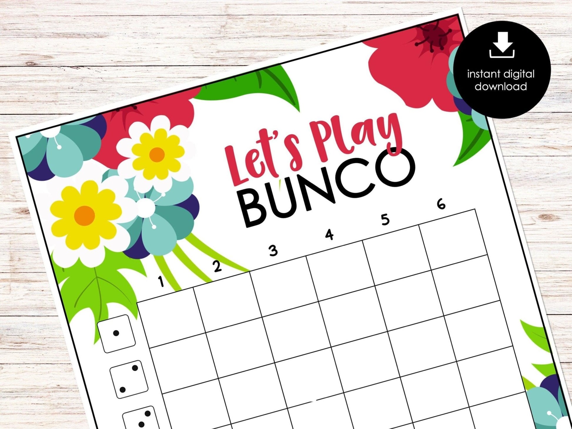 Spring Floral Bunco Score Cards, April Bunco Score Sheets, Spring Bunco Invitation, Floral Bunco Party Kit, May Garden Floral Bunco Night - Before The Party