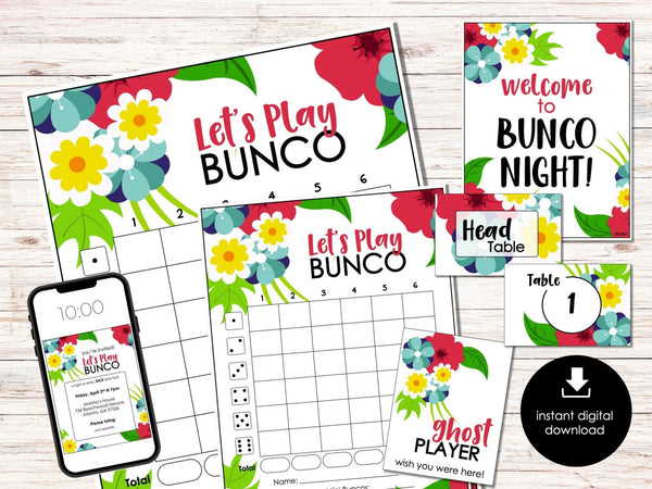 Spring Floral Bunco Score Cards, April Bunco Score Sheets, Spring Bunco Invitation, Floral Bunco Party Kit, May Garden Floral Bunco Night - Before The Party