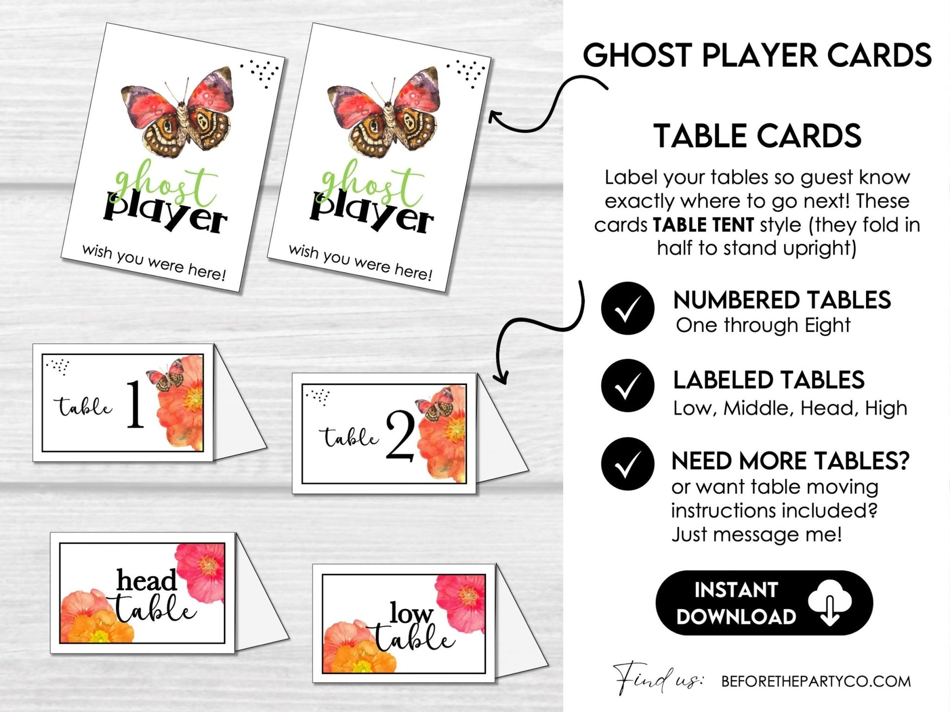Spring Flowers and Butterflies Bunco Score Cards for April and May BUNKO games - Before The Party