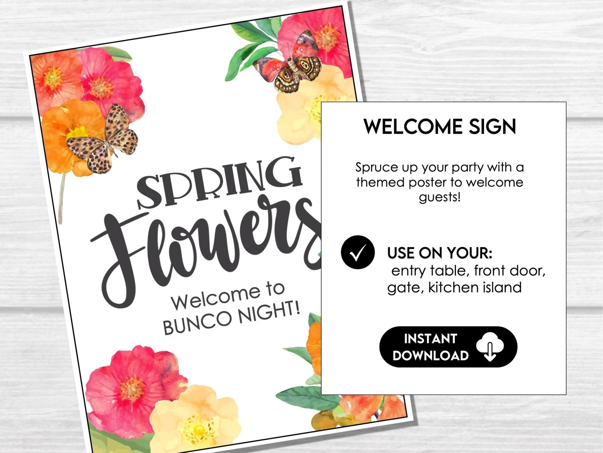 Spring Flowers and Butterflies Bunco Score Cards for April and May BUNKO games - Before The Party