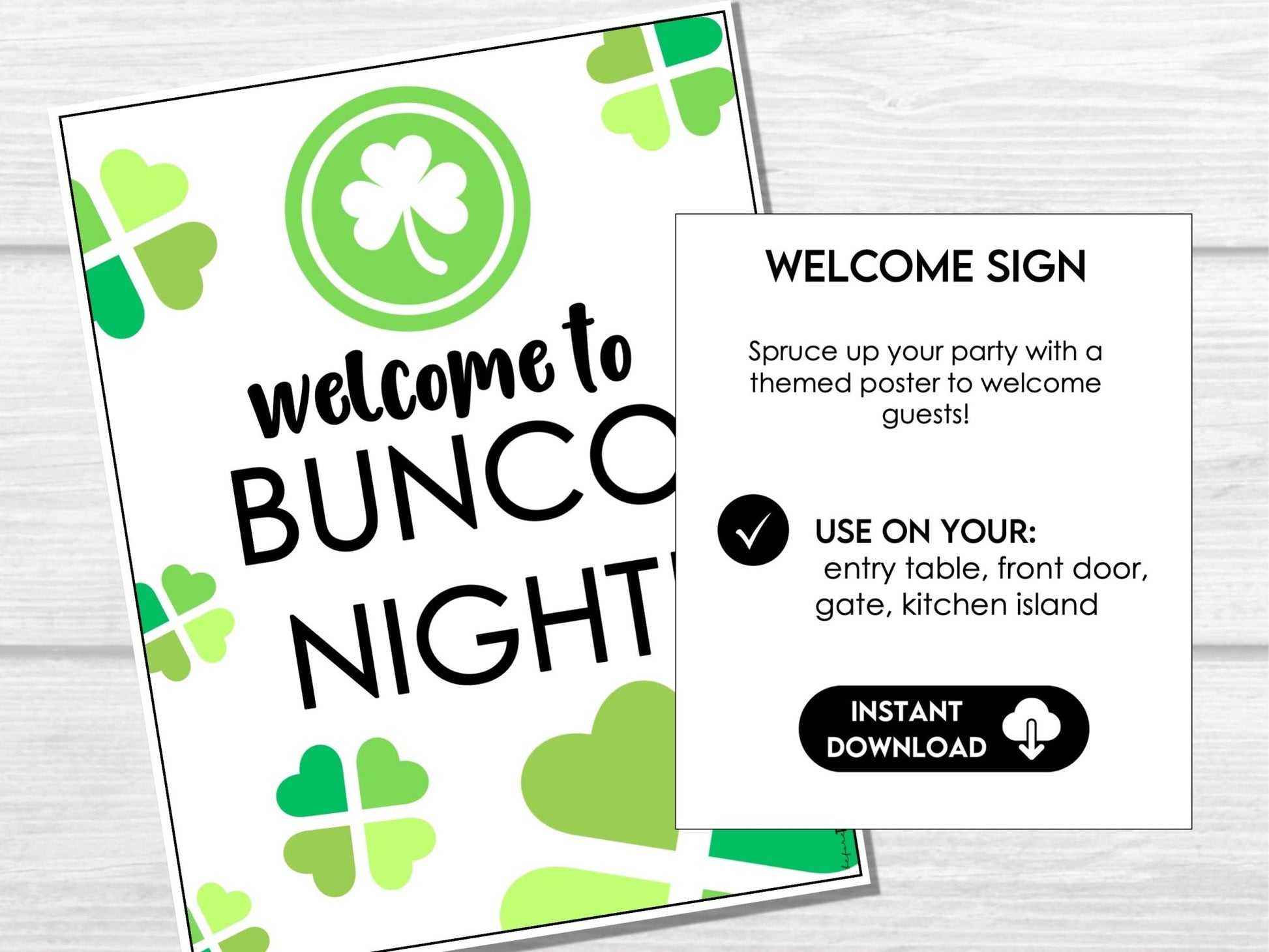St. Patrick's Day Bunco Score Sheet Party Printables - Table Cards and Invitation
