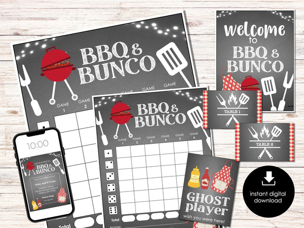 Summer Barbecue Bunco Score Cards, Outdoor Bunco Score Sheets, BBQ Bunco Invitation, Bunco Party Kit, July Bunco Night, August Bunco, BUNKO - Before The Party