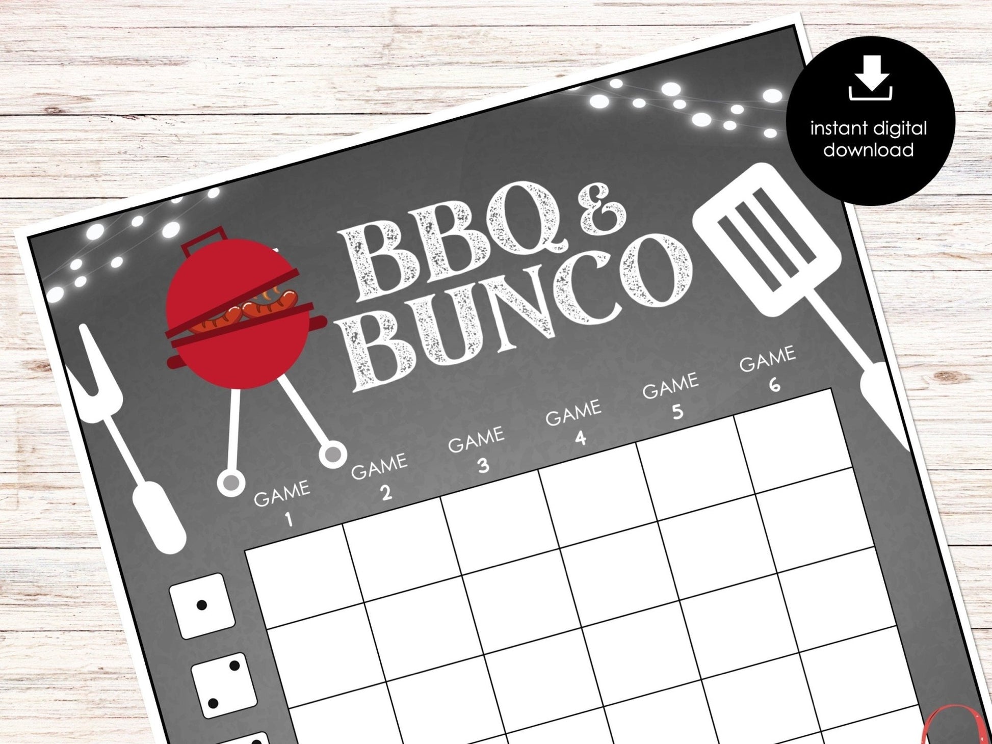 Summer Barbecue Bunco Score Cards, Outdoor Bunco Score Sheets, BBQ Bunco Invitation, Bunco Party Kit, July Bunco Night, August Bunco, BUNKO - Before The Party