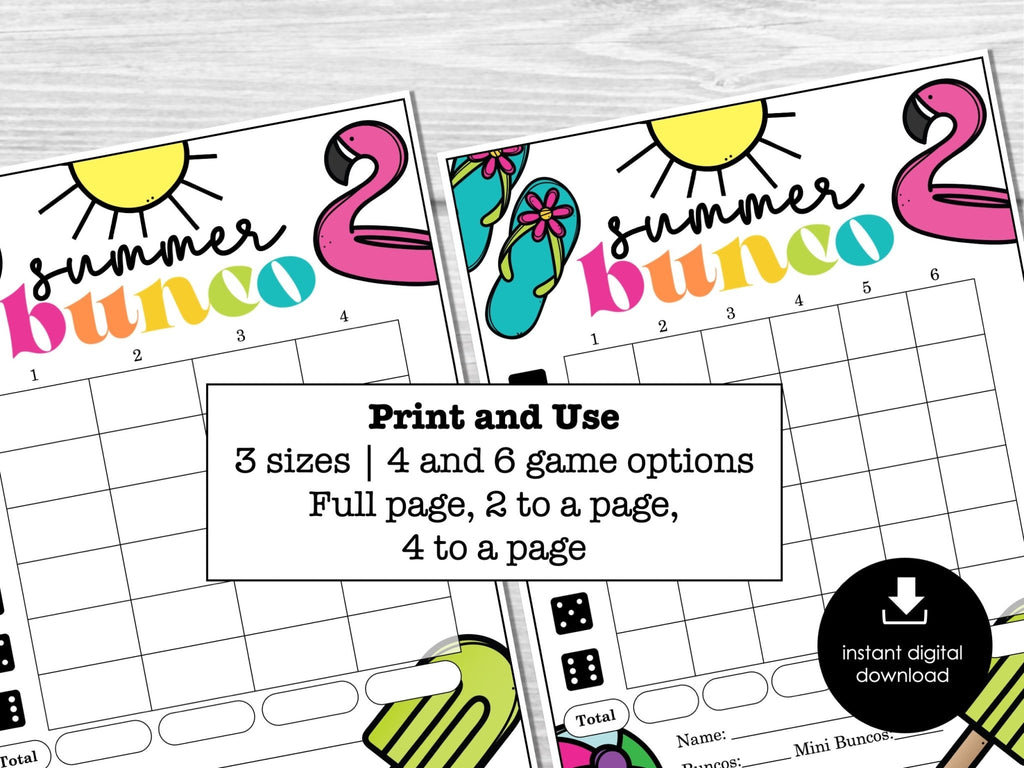 Summer Bunco Score Cards, Beach Bunco Invitation, July Summer Bunco Night - Before The Party