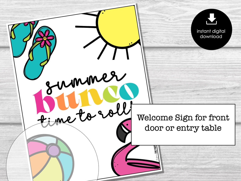 Summer Bunco Score Cards, Beach Bunco Invitation, July Summer Bunco Night - Before The Party