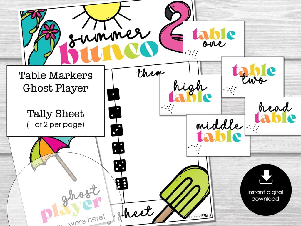 Summer Bunco Score Cards, Beach Bunco Invitation, July Summer Bunco Night, Bunco Game Party Printable, August Bunco Night, June BUNKO - Before The Party