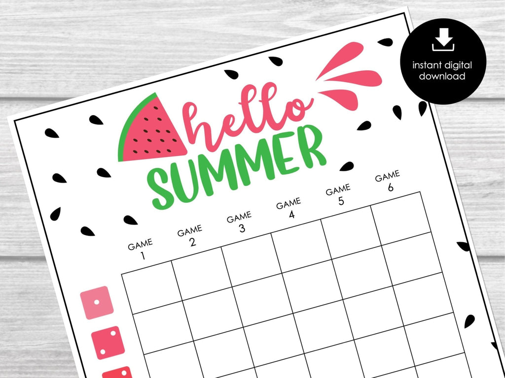 Summer Bunco Score Cards, Watermelon Bunco Score Sheets, July Summer Bunco Night, Bunco Game Party Printable, August Bunco Night, BUNKO - Before The Party