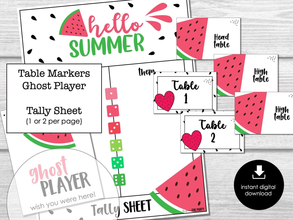 Summer Bunco Score Cards, Watermelon Bunco Score Sheets, July Summer Bunco Night, Bunco Game Party Printable, August Bunco Night, BUNKO - Before The Party