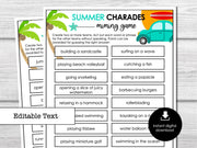 Summer Charades Party Game for Kids, Action Charades, Miming Game, Summertime, Fun Printable Party Game